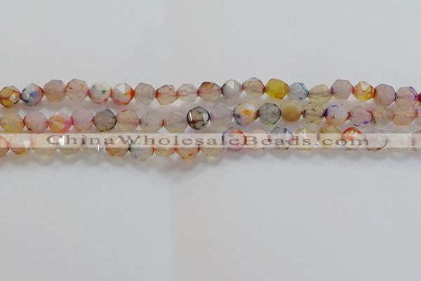 CNG6501 15.5 inches 8mm faceted nuggets agate beads wholesale