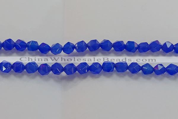 CNG6510 15.5 inches 10mm faceted nuggets blue agate beads