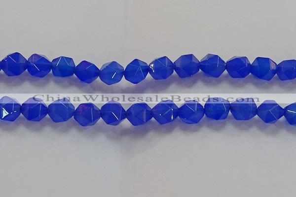 CNG6511 15.5 inches 12mm faceted nuggets blue agate beads