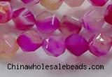 CNG6521 15.5 inches 8mm faceted nuggets line agate beads