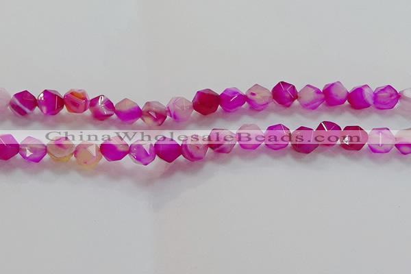 CNG6522 15.5 inches 10mm faceted nuggets line agate beads