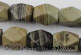 CNG653 15.5 inches 13*18mm faceted nuggets silver leaf jasper beads