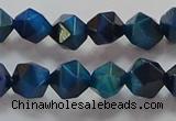 CNG6539 15.5 inches 8mm faceted nuggets blue tiger eye beads