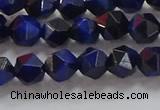 CNG6542 15.5 inches 6mm faceted nuggets blue tiger eye beads