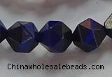 CNG6544 15.5 inches 10mm faceted nuggets blue tiger eye beads