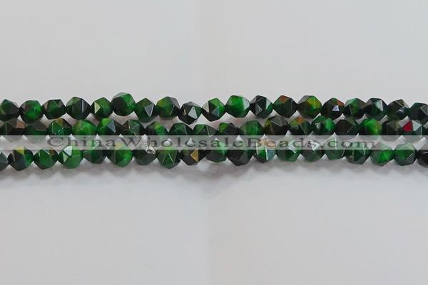 CNG6546 15.5 inches 6mm faceted nuggets green tiger eye beads
