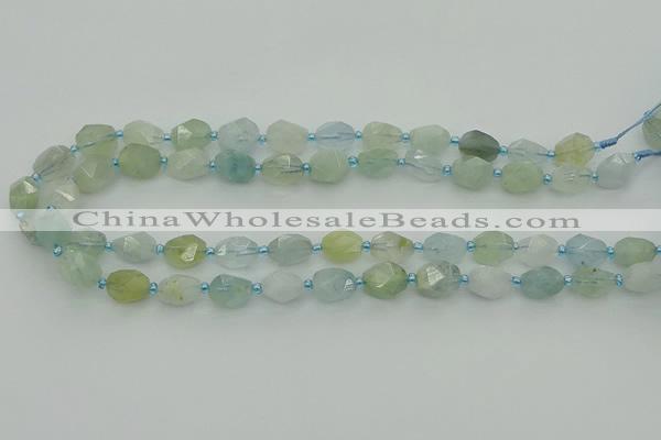 CNG6920 15.5 inches 8*12mm - 12*16mm faceted nuggets aquamarine beads