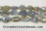 CNG6949 15.5 inches 22*30mm - 30*40mm freeform blue chalcedony beads