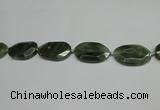 CNG7096 25*35mm - 35*45mm faceted freeform green hair stone beads