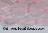 CNG7131 15.5 inches 6*10mm - 10*14mm faceted nuggets rose quartz beads