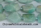 CNG7136 6*10mm - 10*14mm faceted nuggets Brazilian amazonite beads