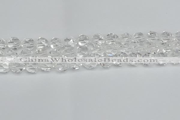 CNG7213 15.5 inches 12mm faceted nuggets white crystal beads