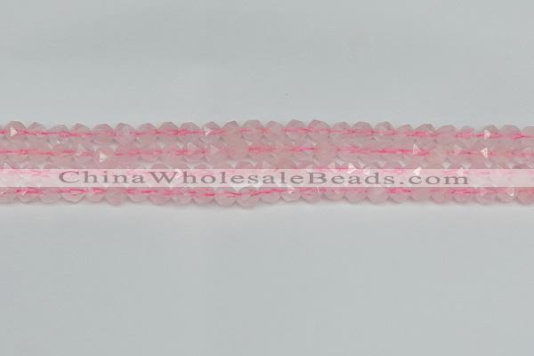 CNG7225 15.5 inches 6mm faceted nuggets rose quartz beads