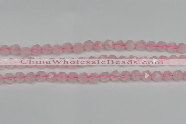 CNG7226 15.5 inches 8mm faceted nuggets rose quartz beads