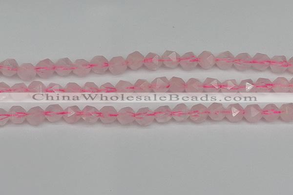 CNG7227 15.5 inches 10mm faceted nuggets rose quartz beads