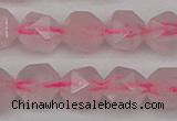 CNG7228 15.5 inches 12mm faceted nuggets rose quartz beads