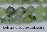 CNG7240 15.5 inches 6mm faceted nuggets green rutilated quartz beads