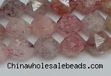 CNG7256 15.5 inches 8mm faceted nuggets strawberry quartz beads