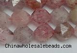 CNG7257 15.5 inches 10mm faceted nuggets strawberry quartz beads