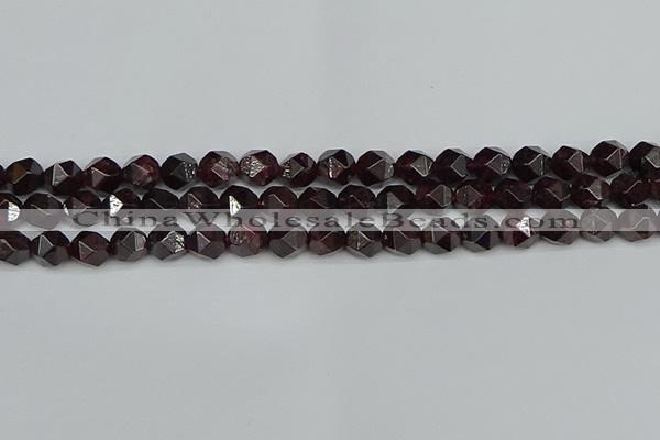CNG7276 15.5 inches 8mm faceted nuggets red garnet beads