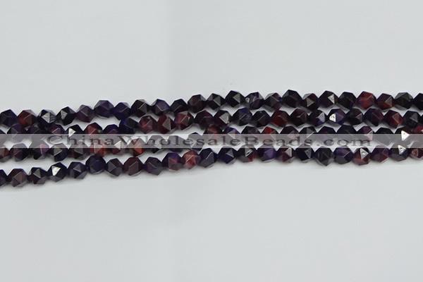 CNG7315 15.5 inches 6mm faceted nuggets purple tiger eye beads