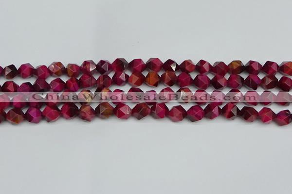 CNG7321 15.5 inches 8mm faceted nuggets red tiger eye beads