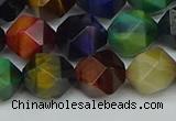 CNG7333 15.5 inches 12mm faceted nuggets mixed tiger eye beads