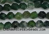 CNG7335 15.5 inches 6mm faceted nuggets moss agate beads