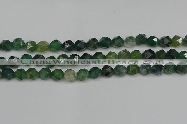 CNG7338 15.5 inches 12mm faceted nuggets moss agate beads