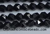 CNG7350 15.5 inches 6mm faceted nuggets Black agate beads