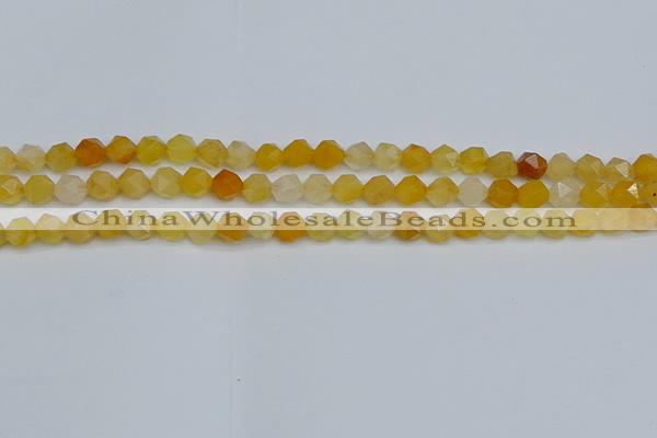 CNG7355 15.5 inches 6mm faceted nuggets yellow jade beads