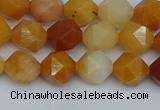 CNG7360 15.5 inches 6mm faceted nuggets yellow jade beads