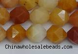 CNG7361 15.5 inches 8mm faceted nuggets yellow jade beads