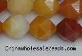 CNG7363 15.5 inches 12mm faceted nuggets yellow jade beads