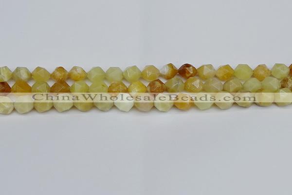 CNG7366 15.5 inches 8mm faceted nuggets yellow opal beads
