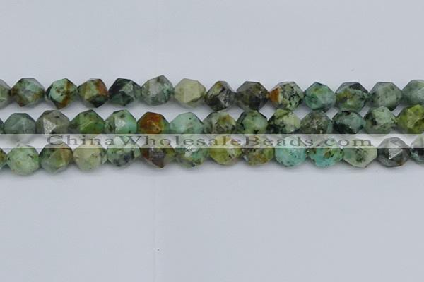 CNG7388 15.5 inches 12mm faceted nuggets African turquoise beads