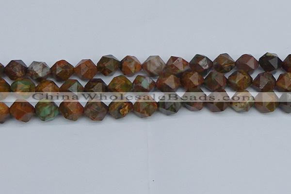 CNG7393 15.5 inches 12mm faceted nuggets green opal beads