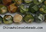 CNG7396 15.5 inches 8mm faceted nuggets rhyolite gemstone beads