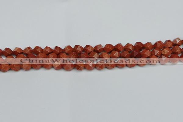 CNG7401 15.5 inches 8mm faceted nuggets goldstone beads