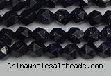 CNG7405 15.5 inches 6mm faceted nuggets blue goldstone beads