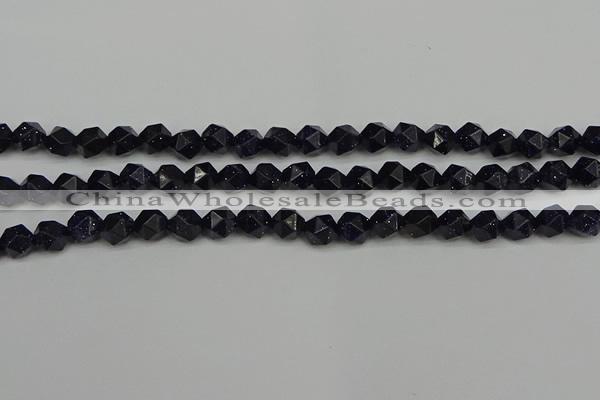 CNG7406 15.5 inches 8mm faceted nuggets blue goldstone beads