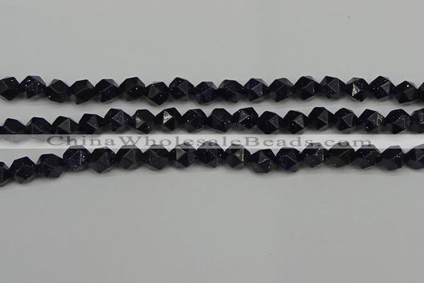 CNG7407 15.5 inches 10mm faceted nuggets blue goldstone beads
