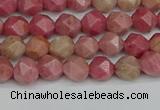 CNG7420 15.5 inches 6mm faceted nuggets rhodochrosite beads