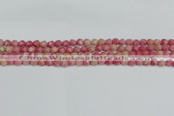 CNG7420 15.5 inches 6mm faceted nuggets rhodochrosite beads