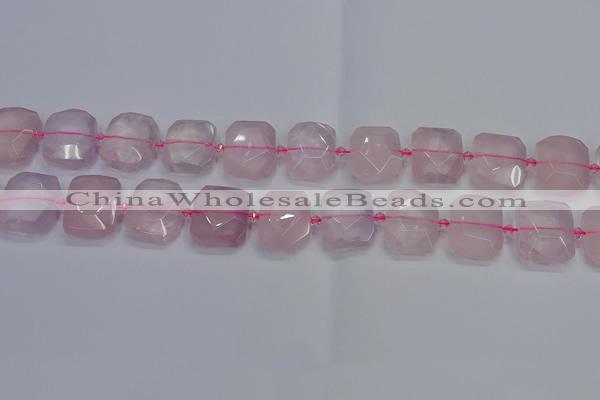 CNG7471 15.5 inches 18*25mm - 20*28mm faceted freeform rose quartz beads