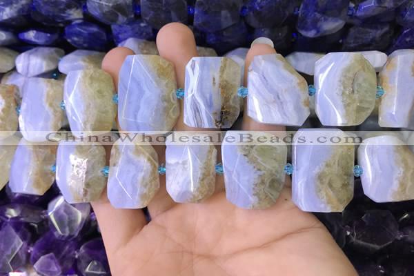 CNG7479 18*25mm - 20*28mm faceted freeform blue lace agate beads