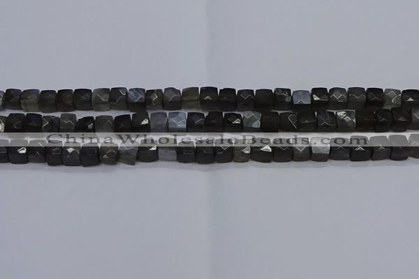 CNG7490 15.5 inches 8*8mm faceted nuggets black moonstone beads