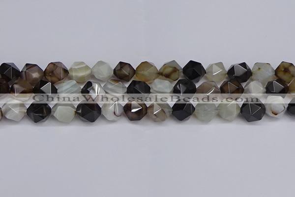 CNG7502 15.5 inches 8mm faceted nuggets line agate beads