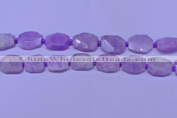 CNG7523 15.5 inches 18*25mm - 25*35mm faceted freeform kunzite beads