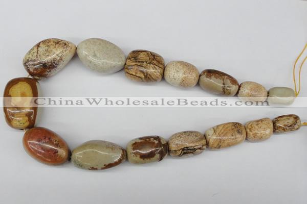 CNG76 15.5 inches 12*18mm - 20*30mm nuggets picture jasper beads